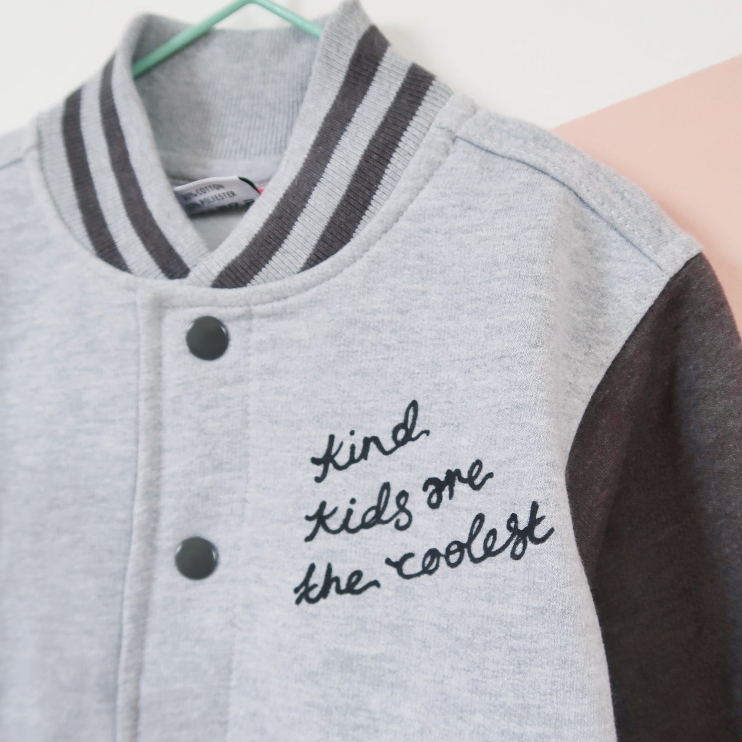 being kind is cool kids varsity jacket v.1 - grey