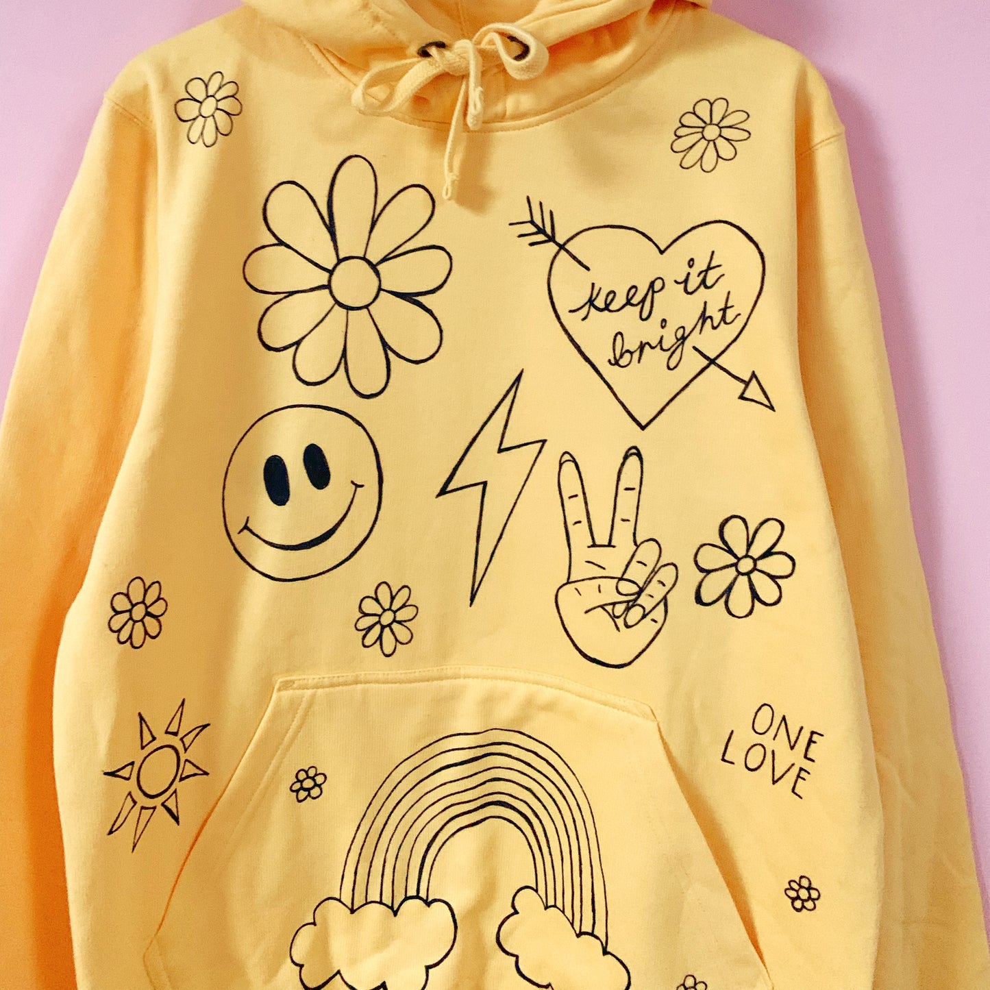 hippie heart hand-painted hoodie