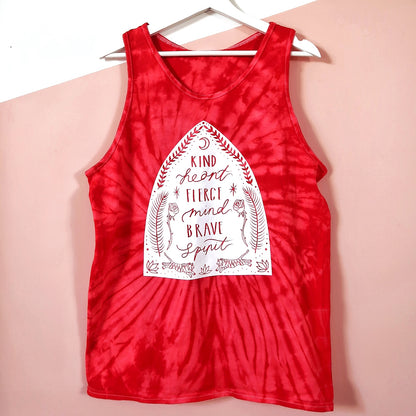 kind heart, fierce mind, brave spirit vest top - red