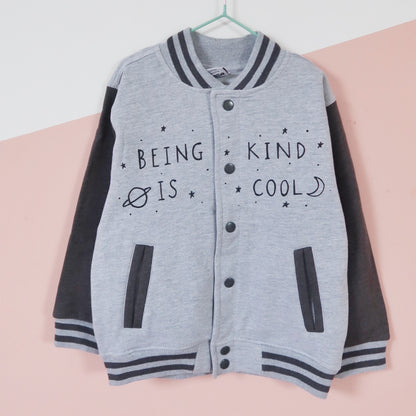 being kind is cool kids varsity jacket v.2 - grey