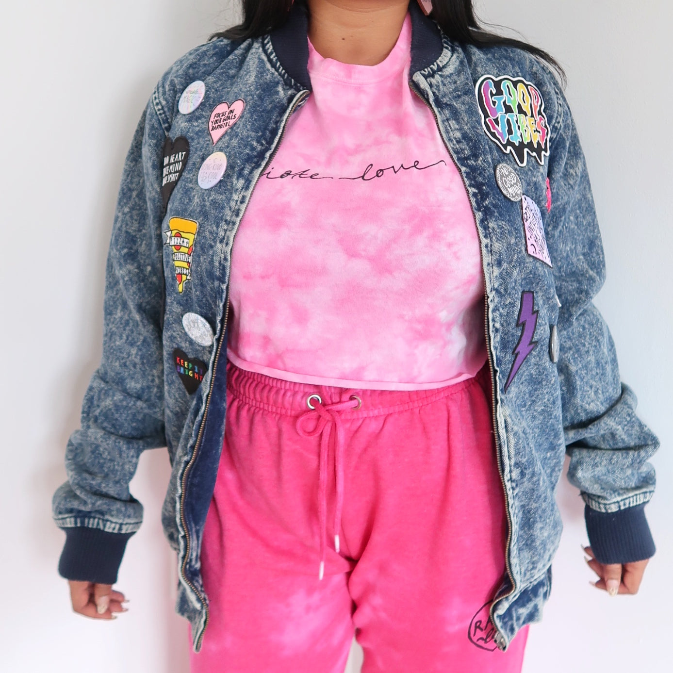 the 'super mix' denim bomber jacket
