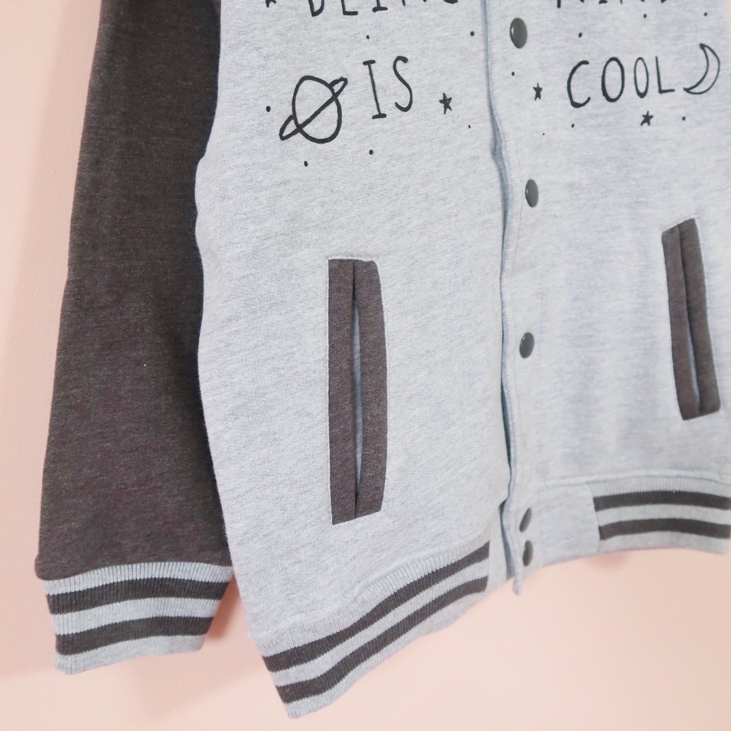 being kind is cool kids varsity jacket v.2 - grey