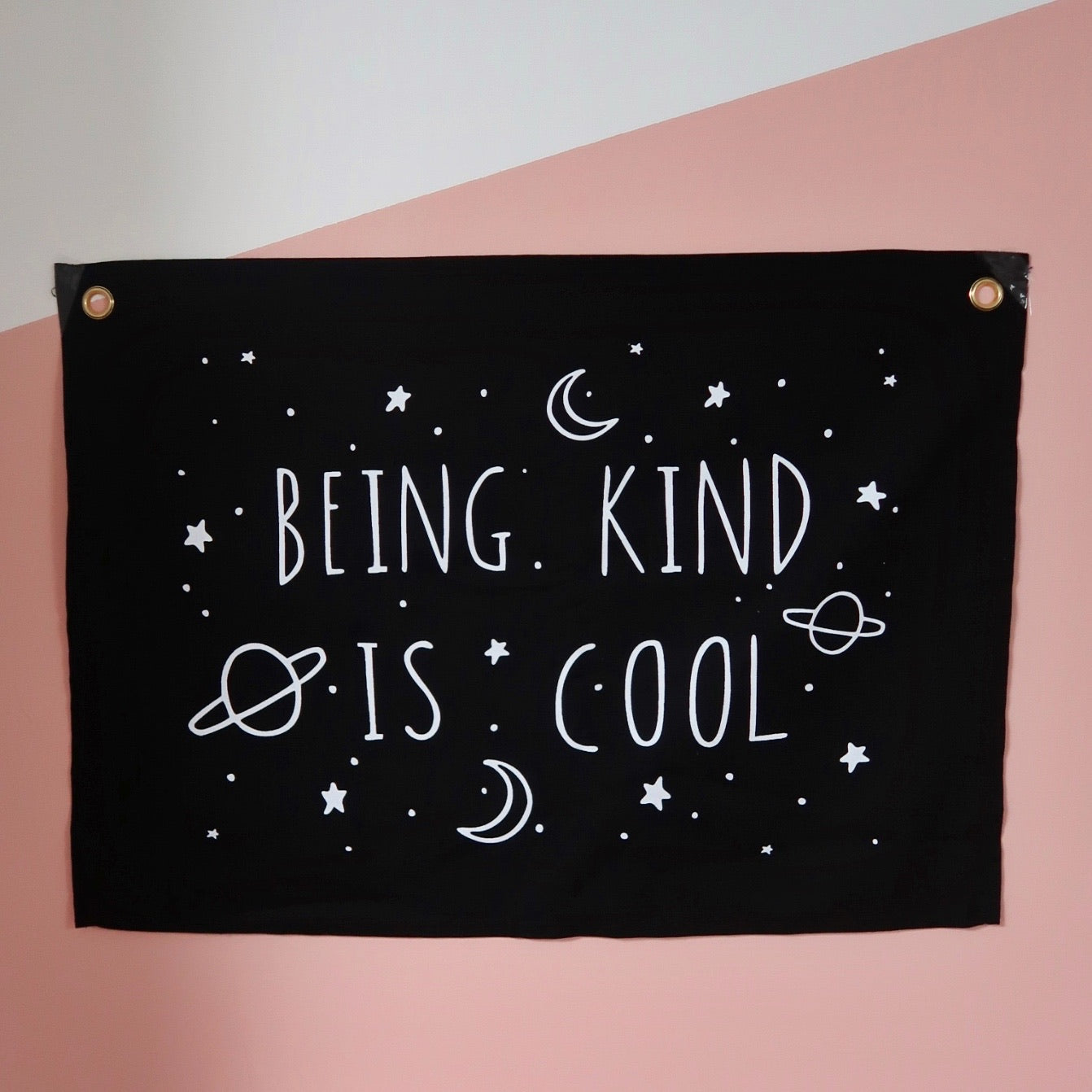 being kind is cool horizontal wall hanging - black