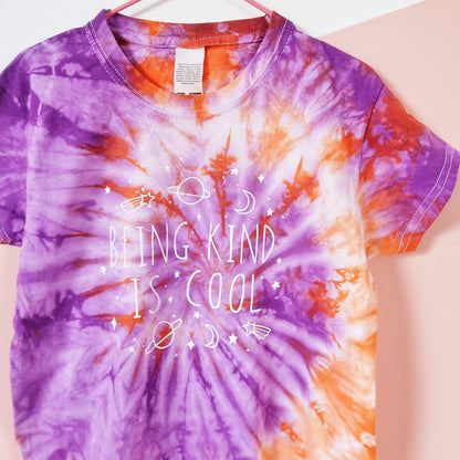 kids being kind is cool tie dye t-shirt - purple