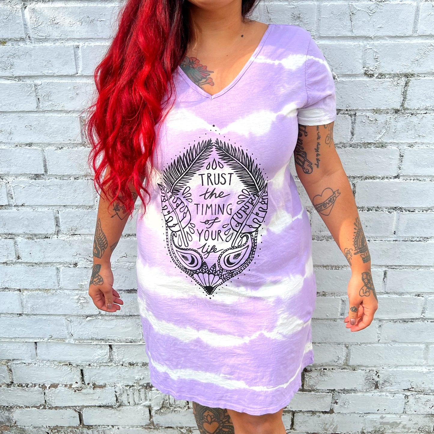 trust the timing of your life tie dye dress