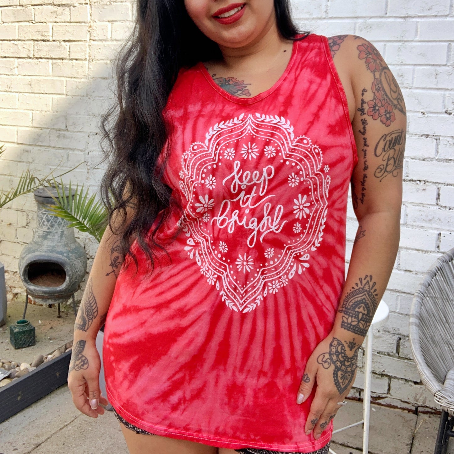 keep it bright tie dye vest top - red