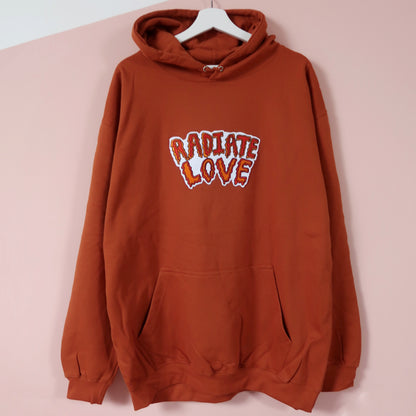 radiate love embroidered hoodie - burnt orange