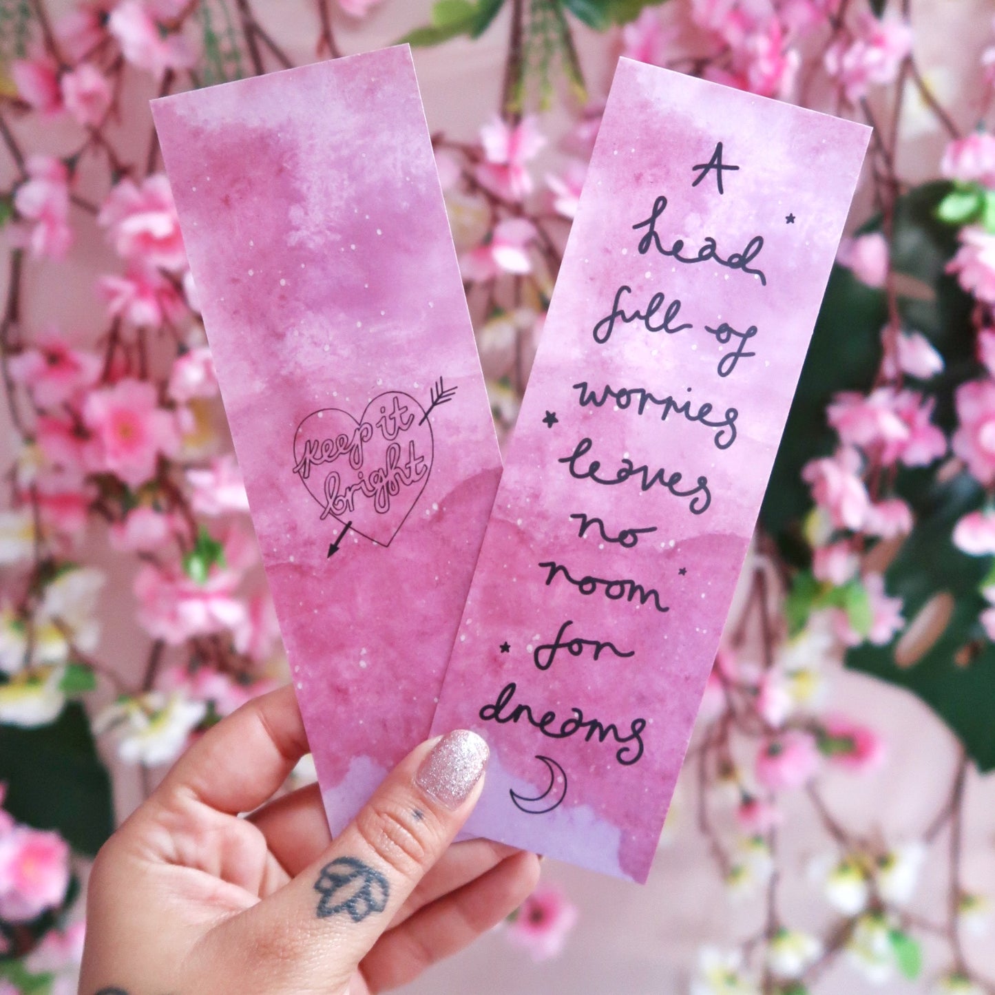 a head full of worries, leaves no room for dreams bookmark