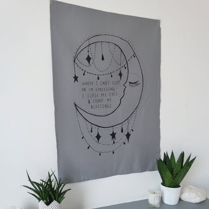 count your blessings moon wall hanging - grey