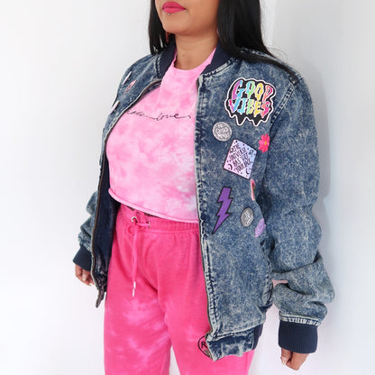 the 'super mix' denim bomber jacket
