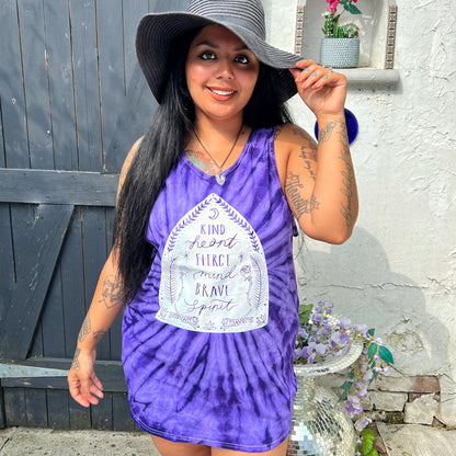 kind heart, fierce mind, brave spirit vest top - purple