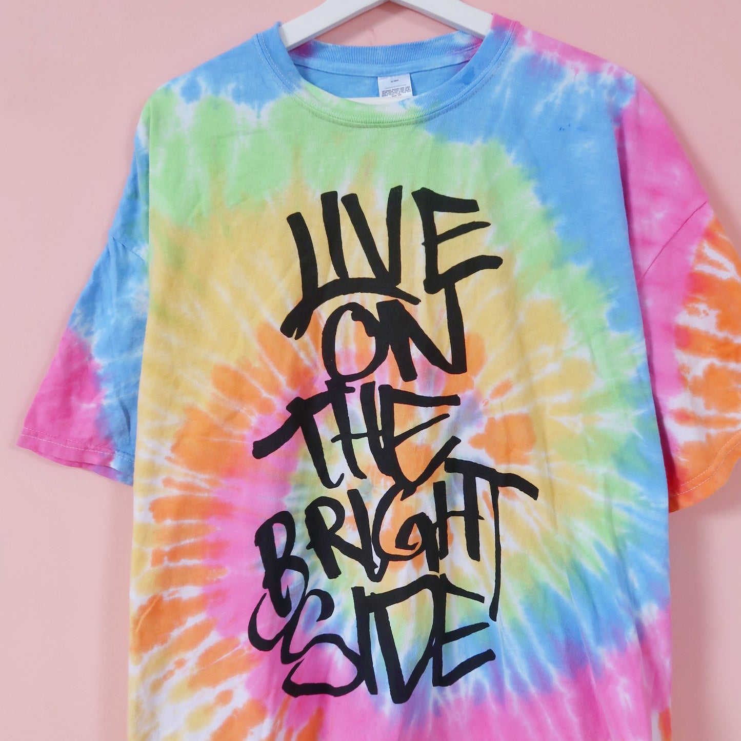 live on the bright side tie-dye t-shirt - pastel mix
