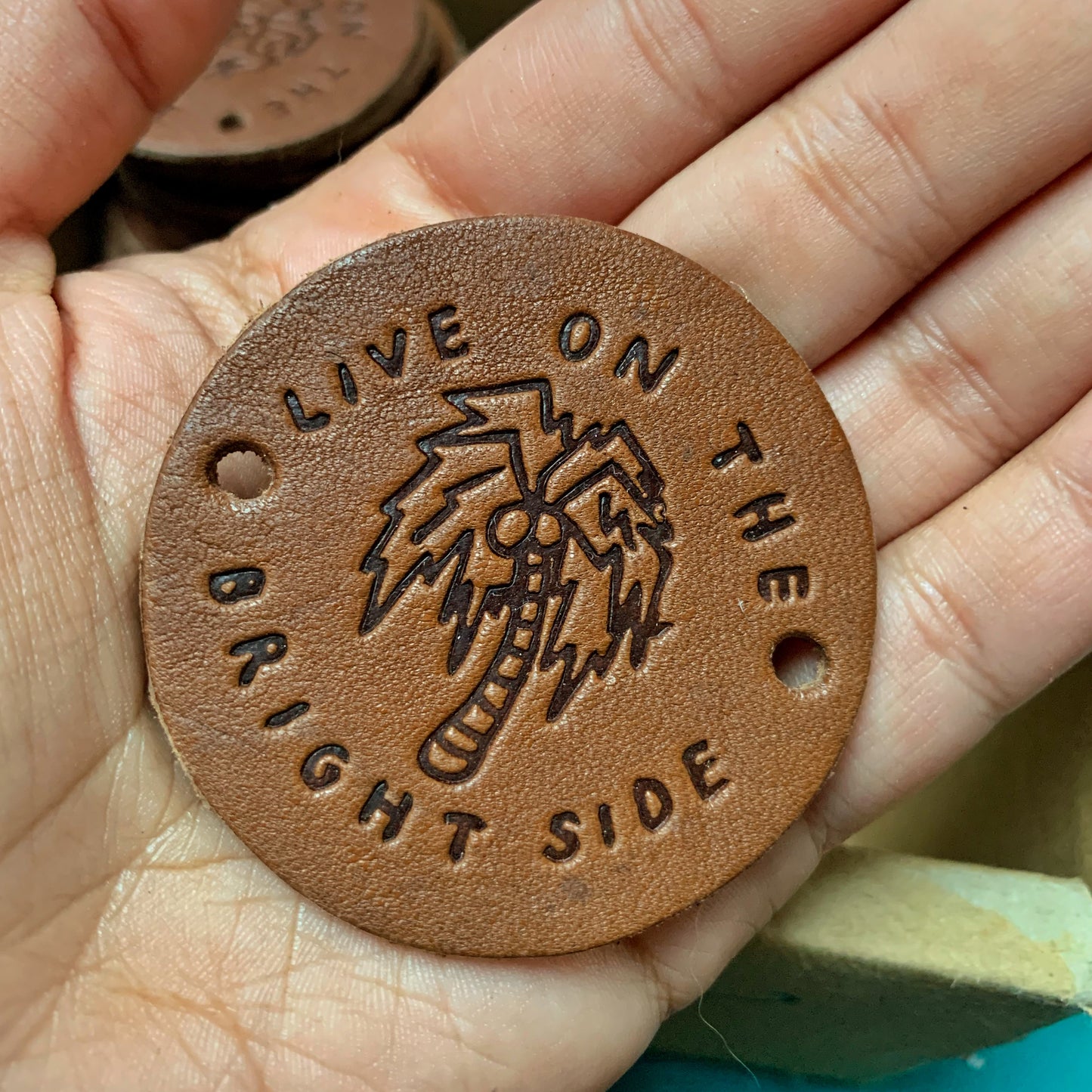 live on the bright side patch - leather