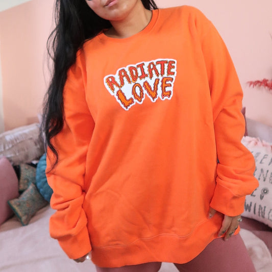 radiate love embroidered sweatshirt - orange