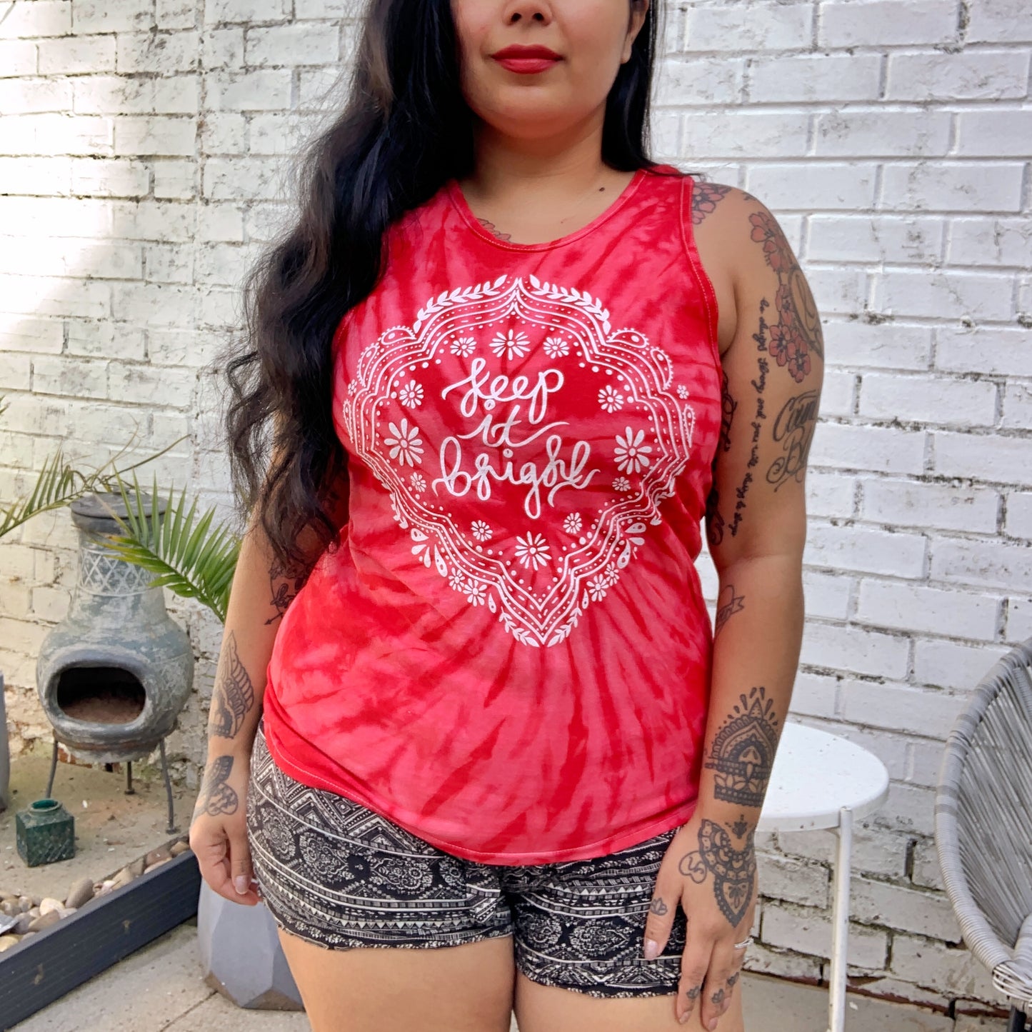 keep it bright tie dye vest top - red