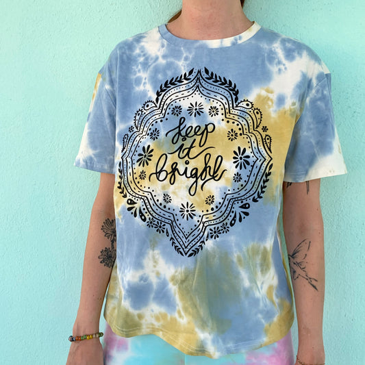 keep it bright tie-dye t-shirt - mustard & blue