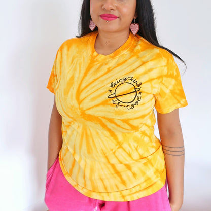 being kind is cool tie-dye t-shirt - yellow