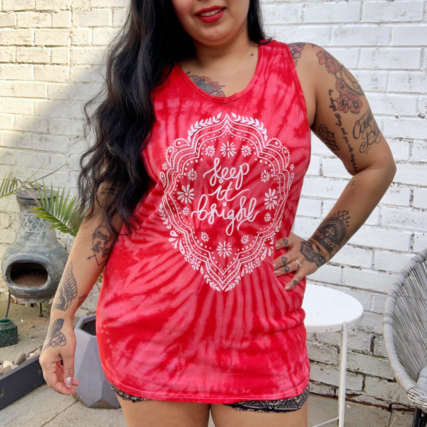 keep it bright tie dye vest top - red