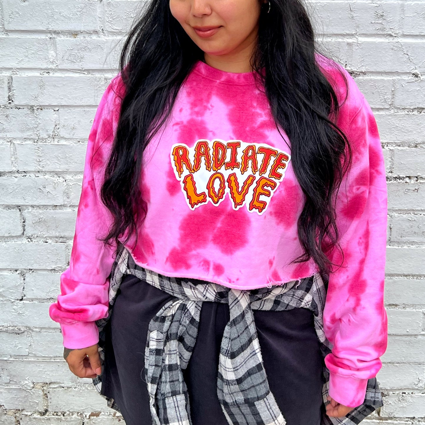 radiate love tie dye crop sweatshirt - pink