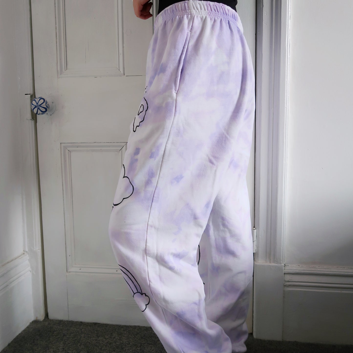 hippie heart tie dye lounge pants - lilac