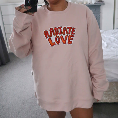 radiate love embroidered sweatshirt - light pink