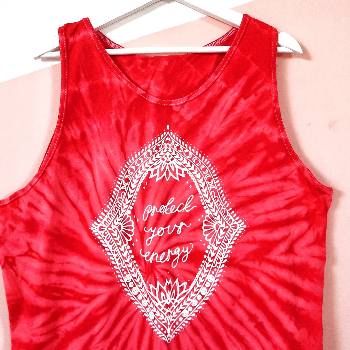 protect your energy tie dye vest top - red