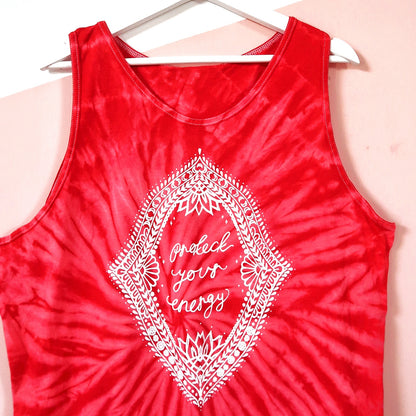 protect your energy tie dye vest top - red