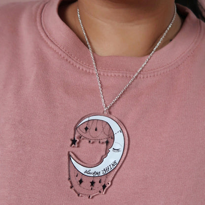 always shine moon necklace - silver chain