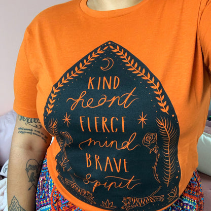 kind heart, fierce mind, brave spirit t-shirt - orange