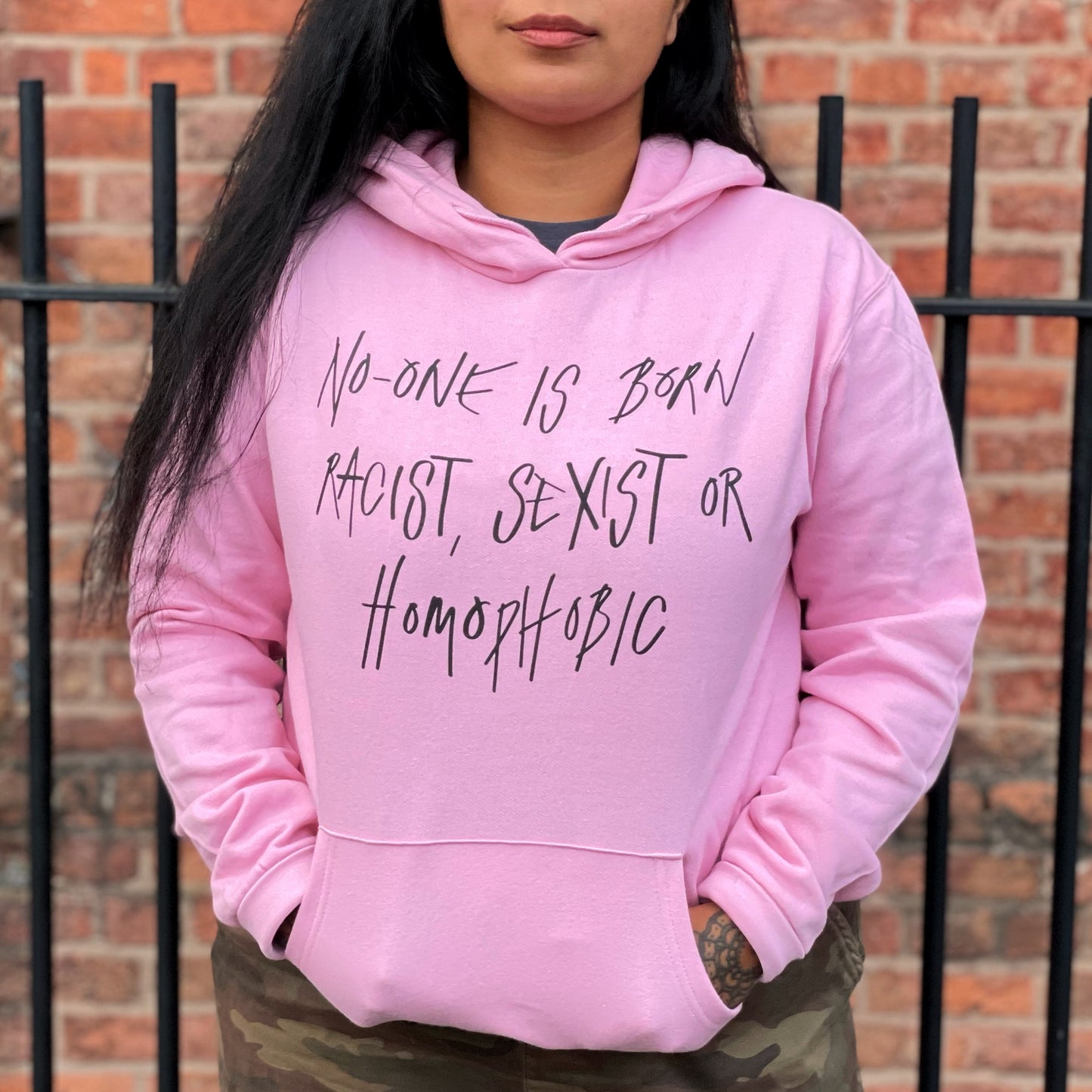 hate is taught hoodie - baby pink