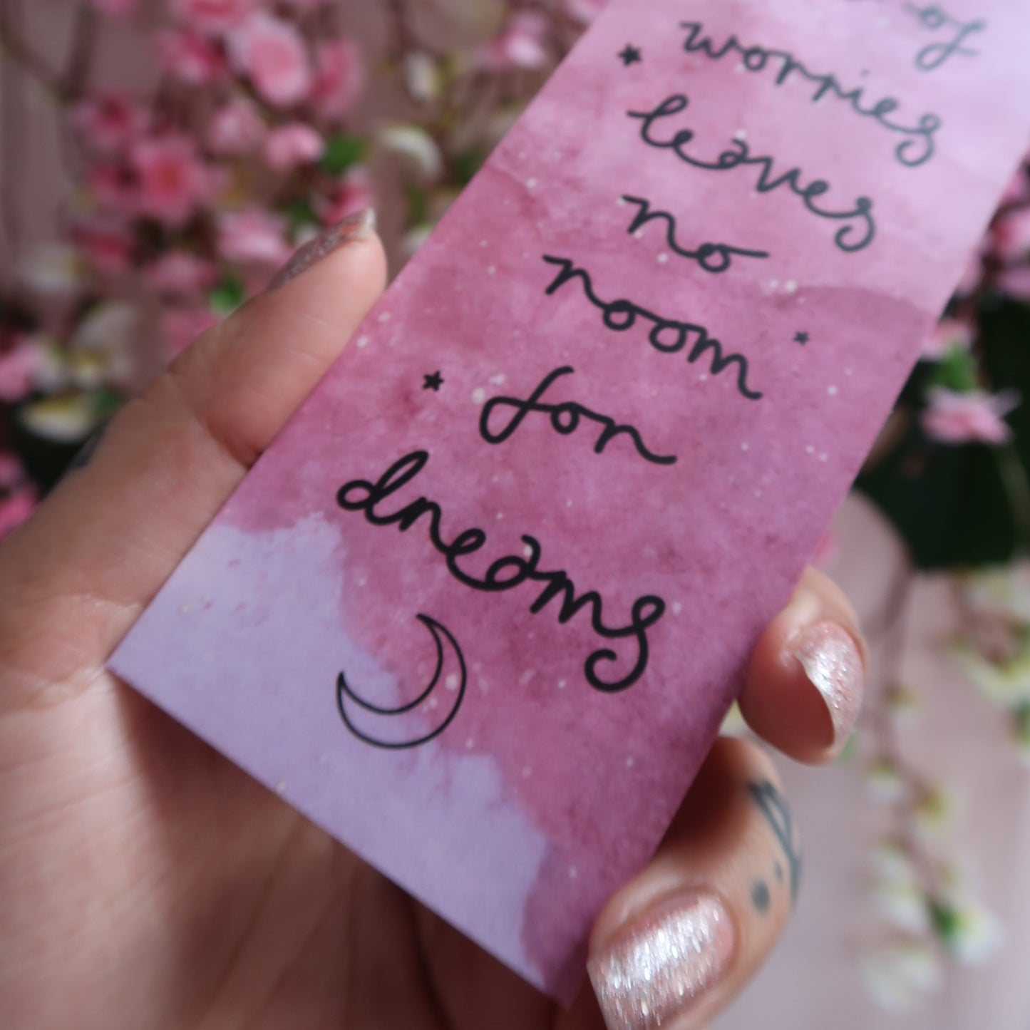 a head full of worries, leaves no room for dreams bookmark