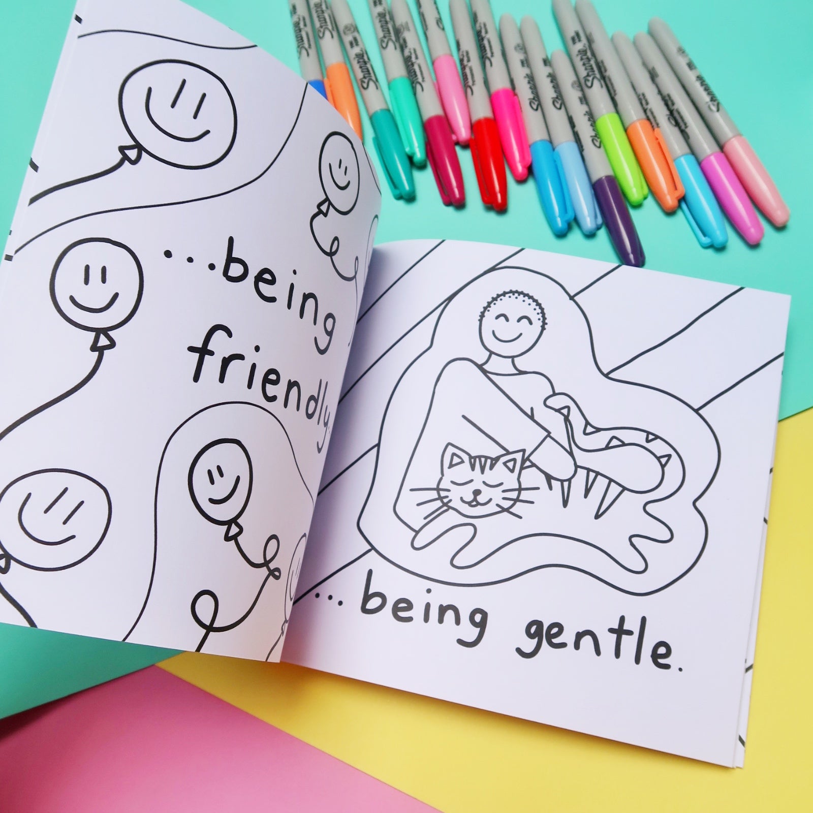 Being Kind Is Cool kids book - a book about kindness - colouring book