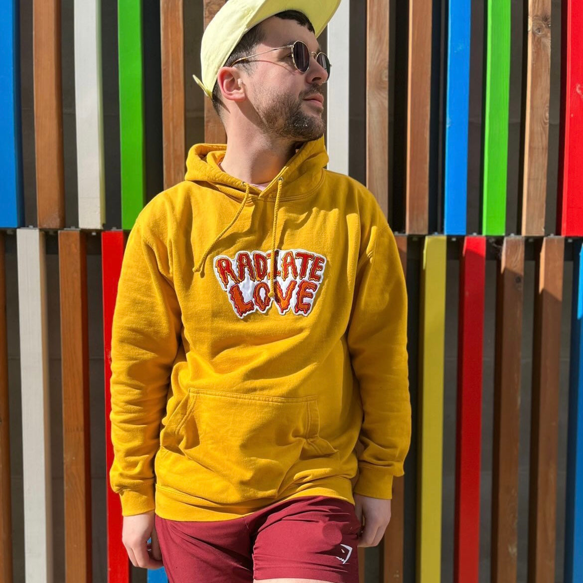 radiate love embroidered hoodie - mustard yellow