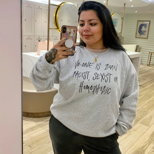 hate is taught sweatshirt - light grey