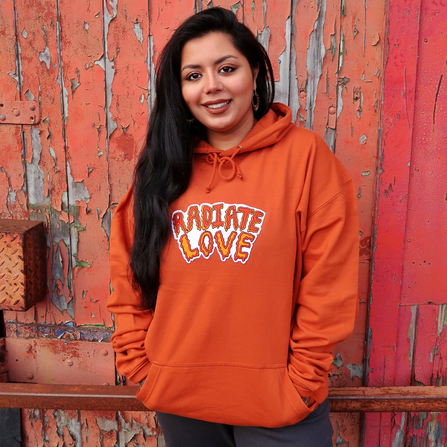 radiate love embroidered hoodie - orange