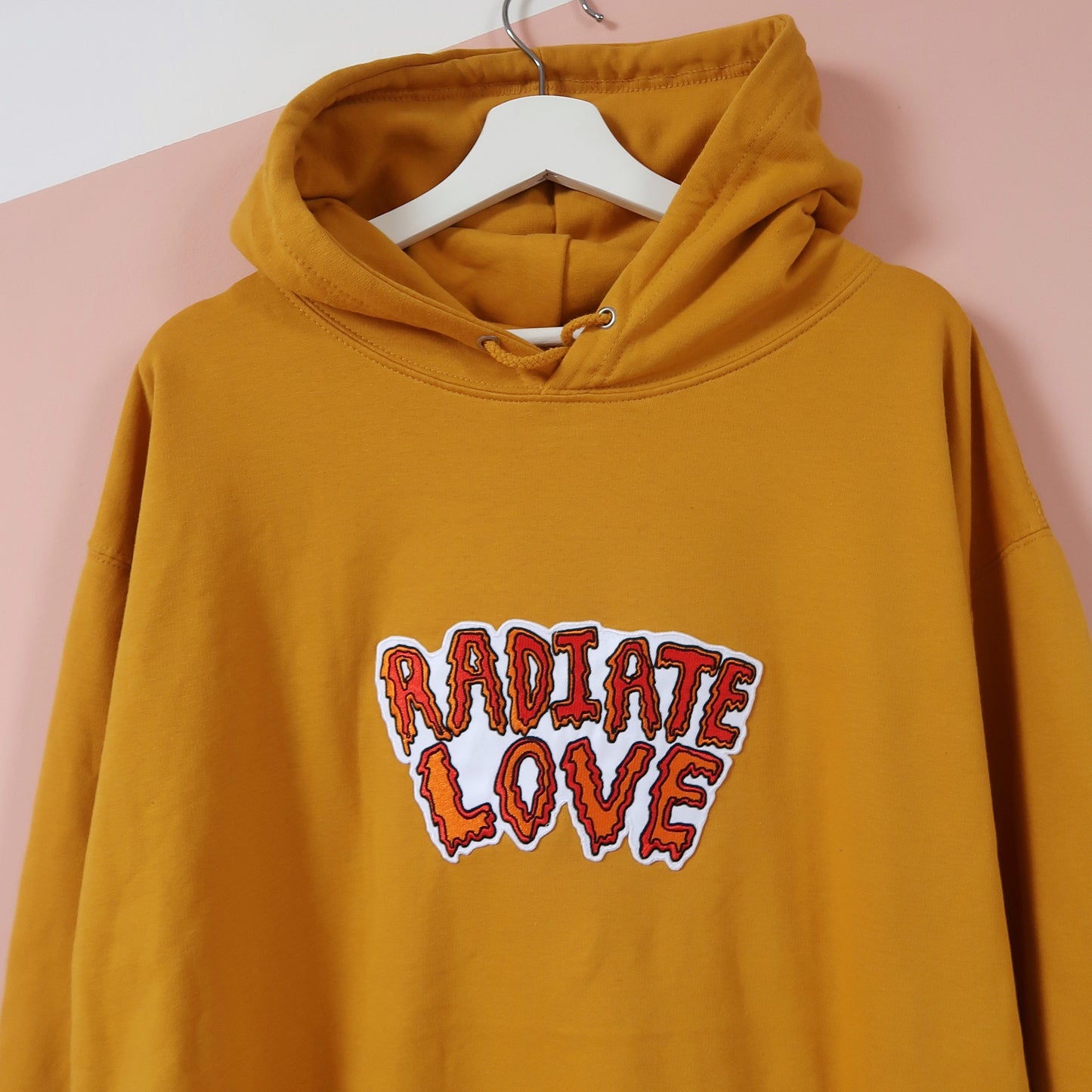 radiate love embroidered hoodie - mustard yellow