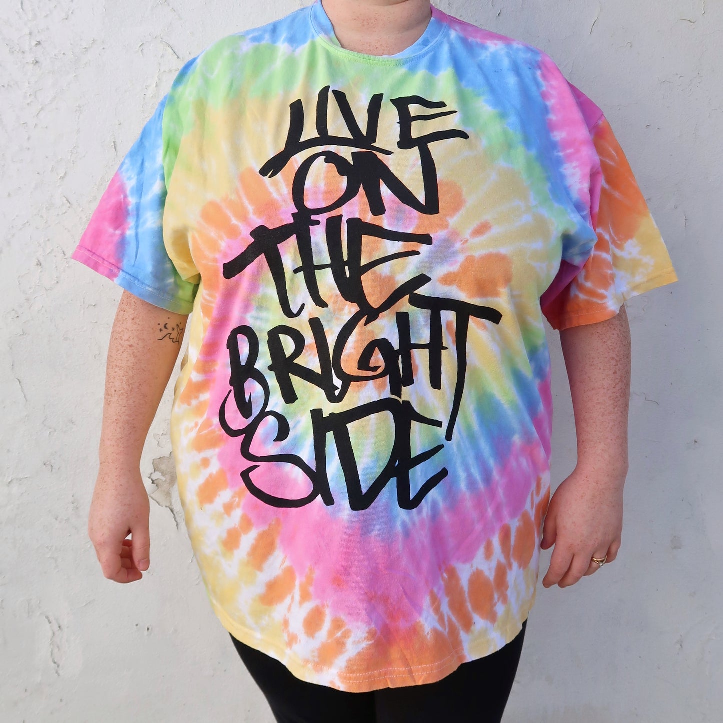 live on the bright side tie-dye t-shirt - pastel mix