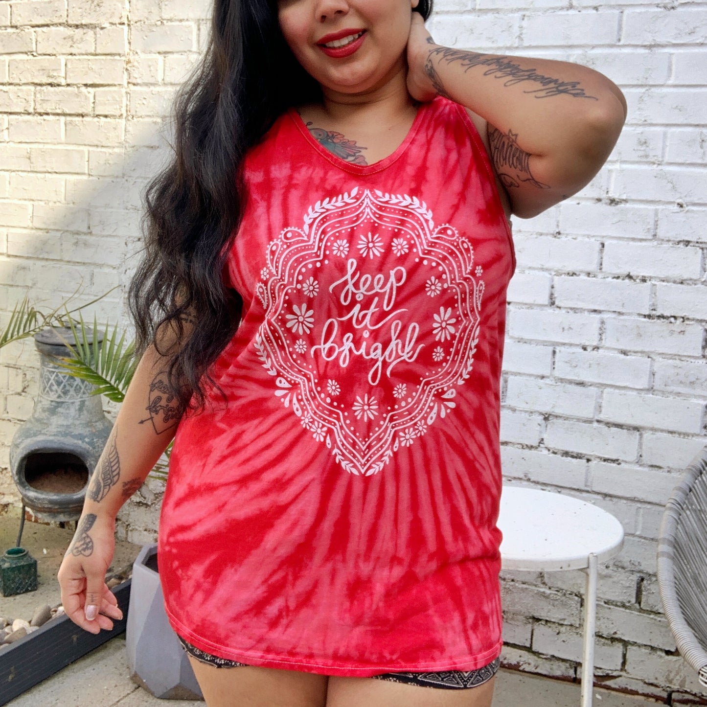 keep it bright tie dye vest top - red