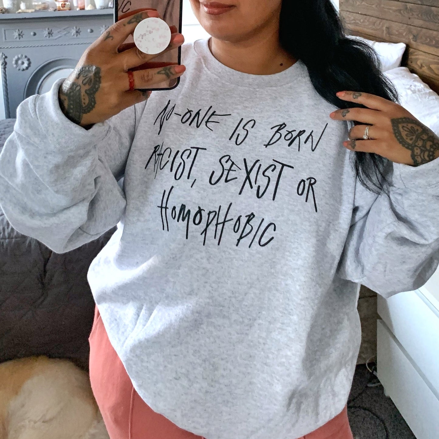 hate is taught sweatshirt - grey