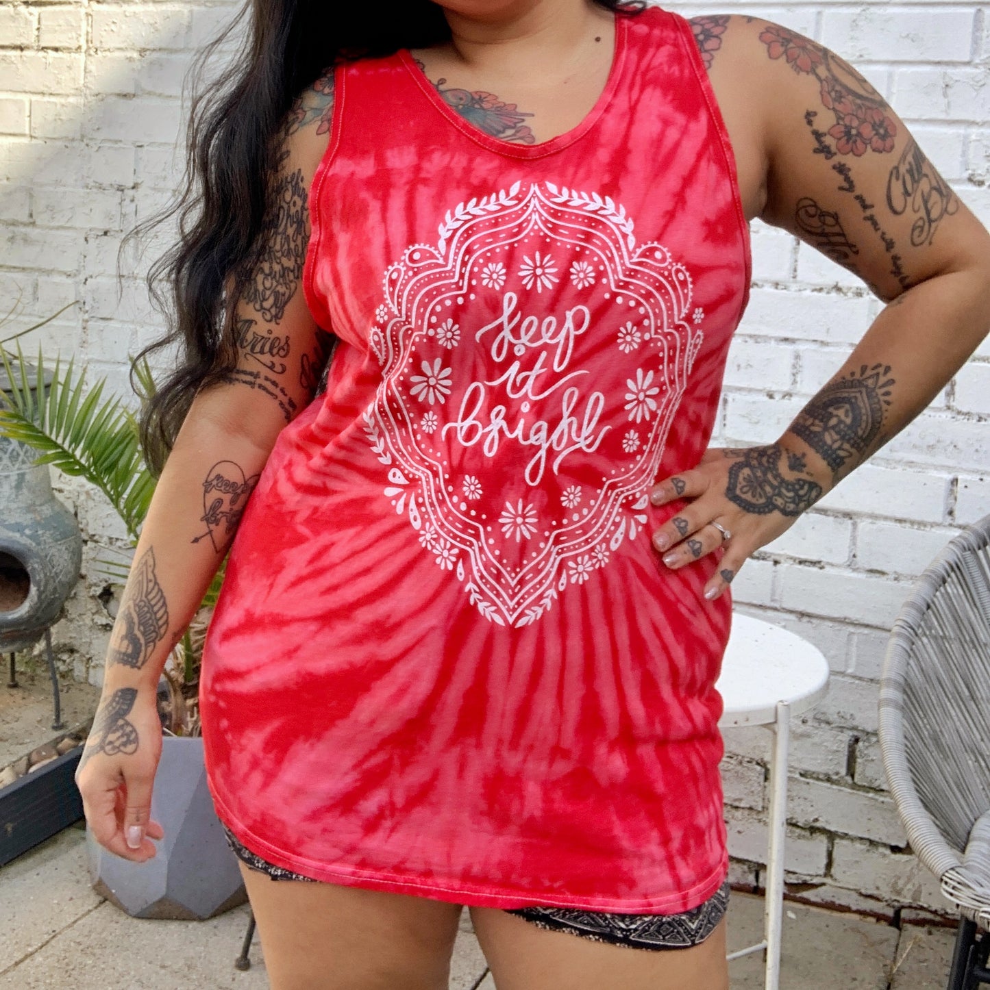 keep it bright tie dye vest top - red
