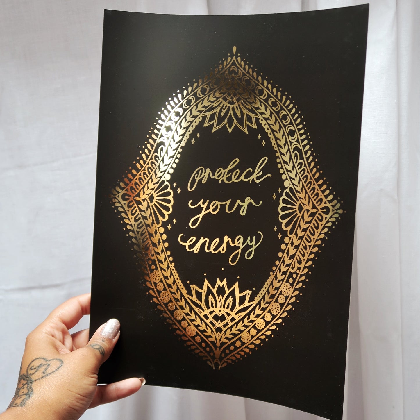 protect your energy - metallic gold - A4 print