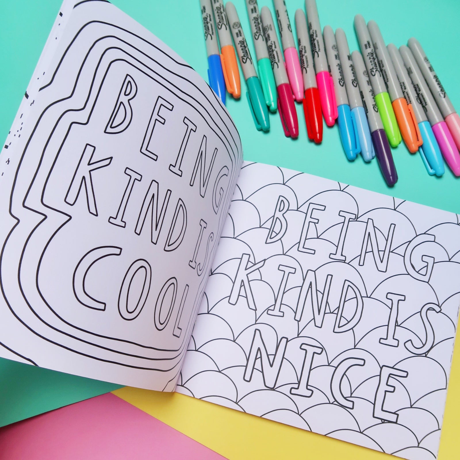 Being Kind Is Cool kids book - a book about kindness - colouring book