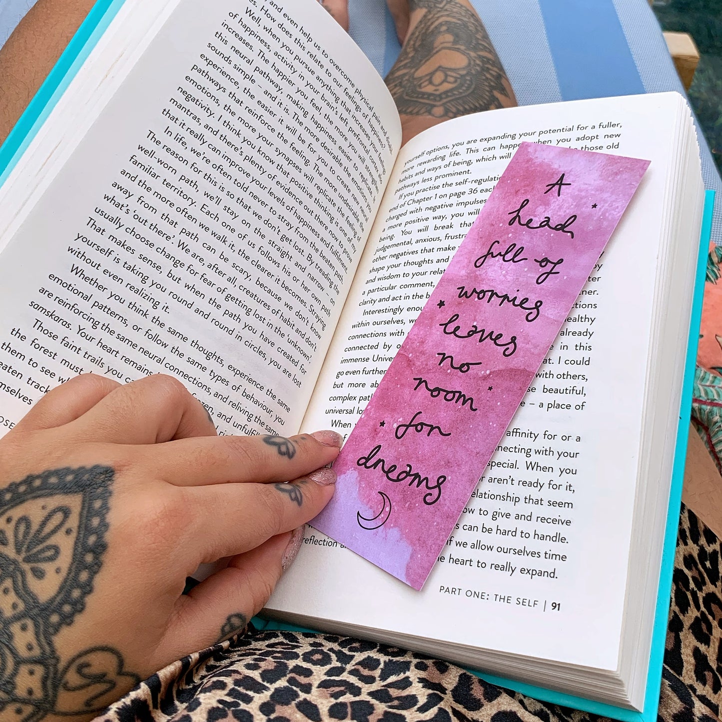 a head full of worries, leaves no room for dreams bookmark