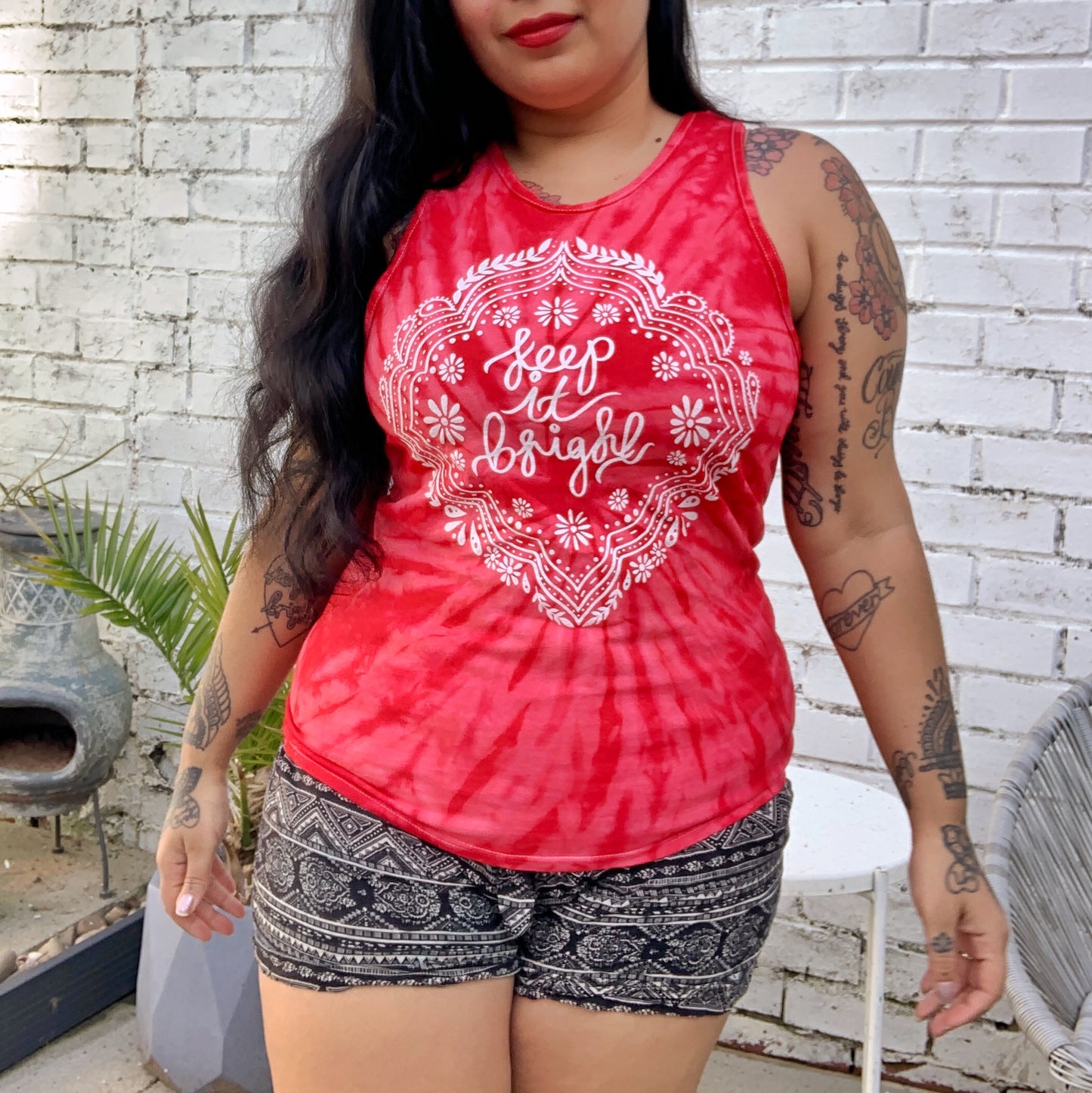 keep it bright tie dye vest top - red