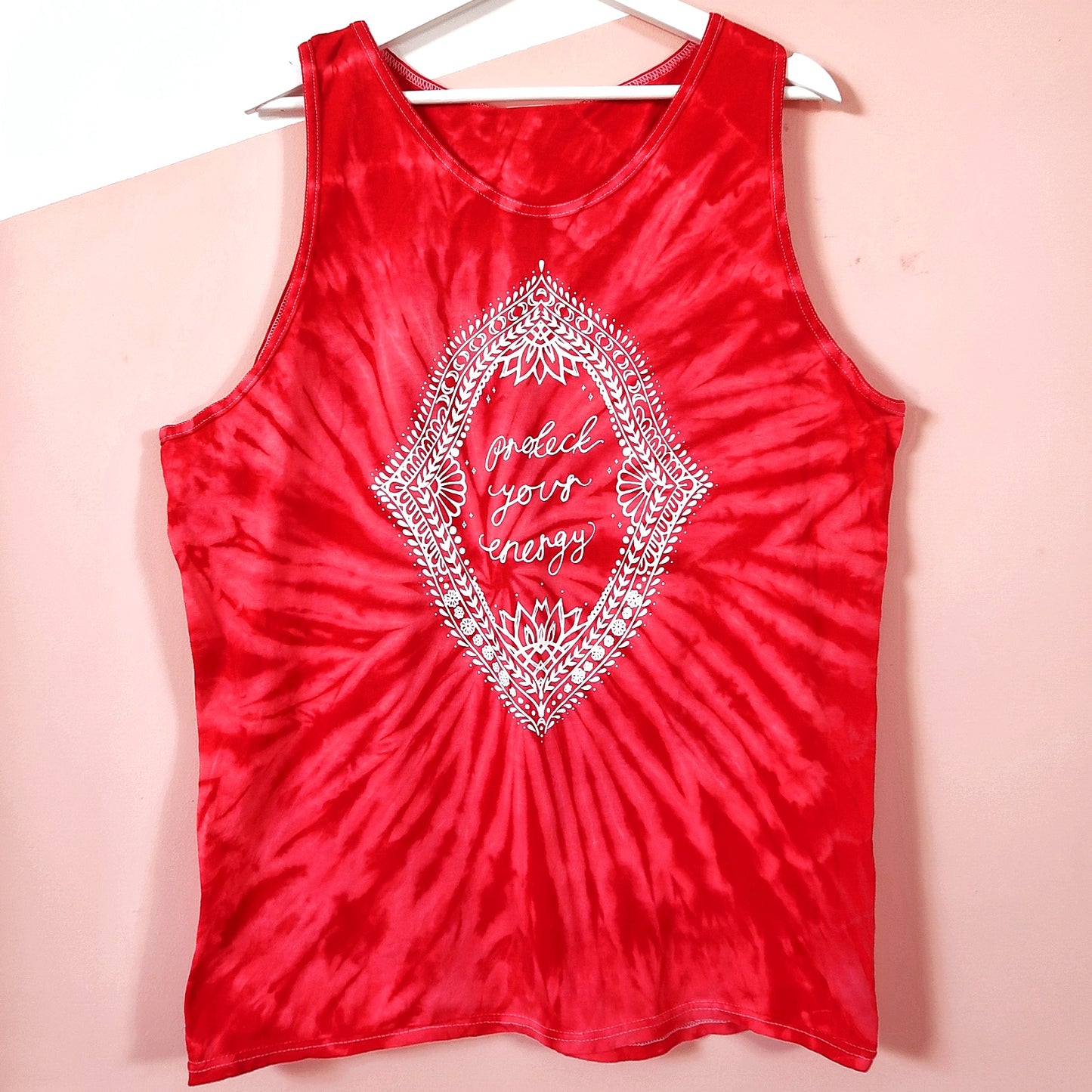 protect your energy tie dye vest top - red