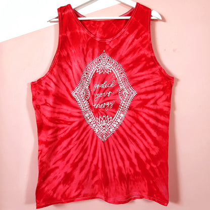 protect your energy tie dye vest top - red