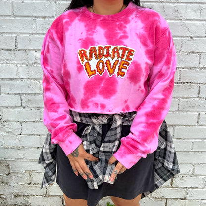 radiate love tie dye crop sweatshirt - pink