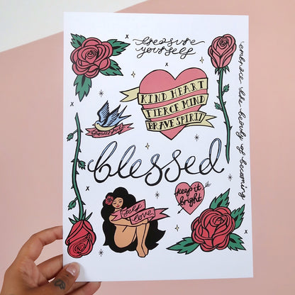 tattoo flash sheet - A4 print - white