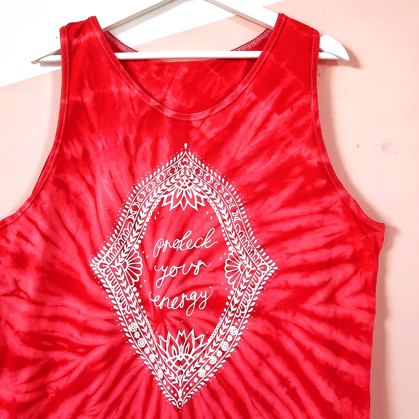 protect your energy tie dye vest top - red