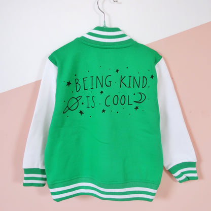 being kind is cool kids varsity jacket v.1 - green